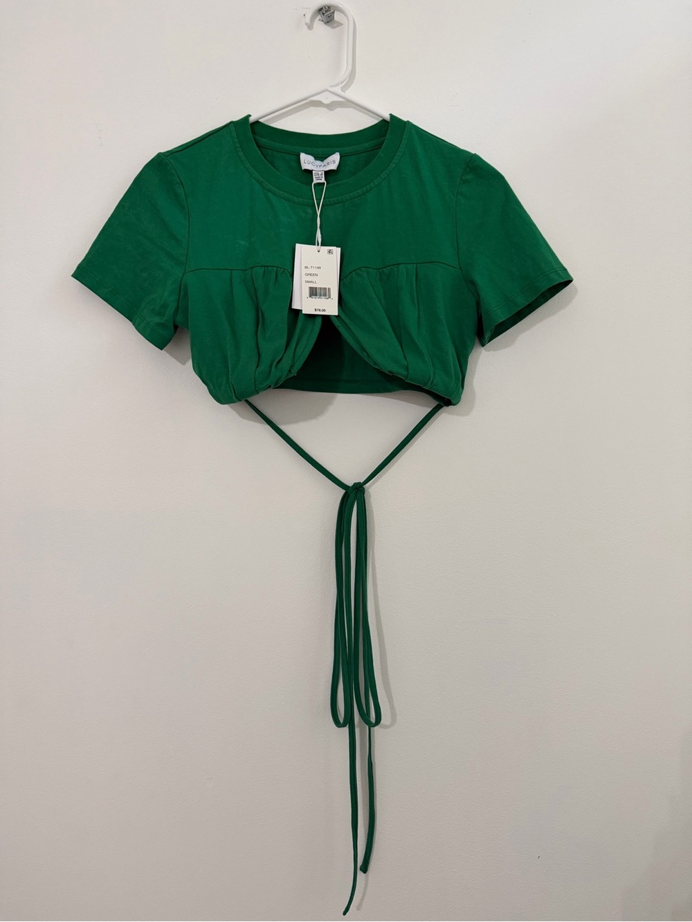 Lucy Paris Emerald Green Tie-Front Crop Top